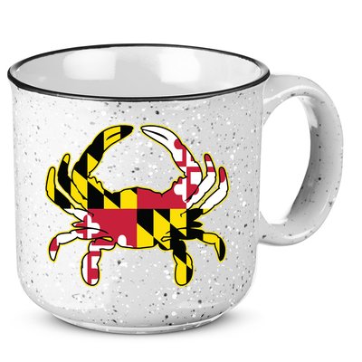 Maryland Flag Crab Design With Md Flag Colors Overlay 15oz Campfire Ceramic Mug