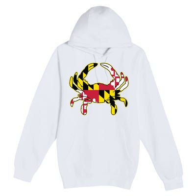Maryland Flag Crab Design With Md Flag Colors Overlay Premium Pullover Hoodie