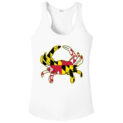 Maryland Flag Crab Design With Md Flag Colors Overlay Ladies PosiCharge Competitor Racerback Tank