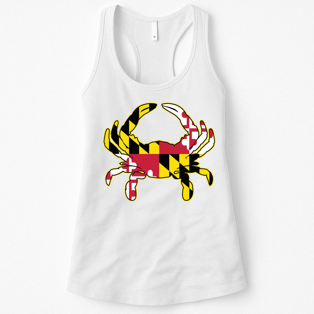 Maryland Flag Crab Design With Md Flag Colors Overlay Womens Tank Top