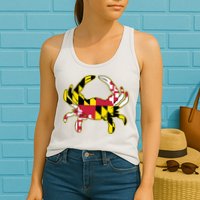 Maryland Flag Crab Design With Md Flag Colors Overlay Womens Tank Top