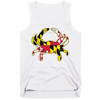 Maryland Flag Crab Design With Md Flag Colors Overlay Tank Top