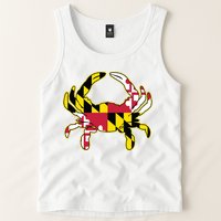 Maryland Flag Crab Design With Md Flag Colors Overlay Tank Top