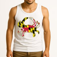 Maryland Flag Crab Design With Md Flag Colors Overlay Tank Top