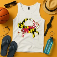 Maryland Flag Crab Design With Md Flag Colors Overlay Tank Top