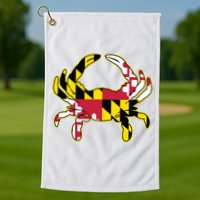 Maryland Flag Crab Design With Md Flag Colors Overlay Golf Towel