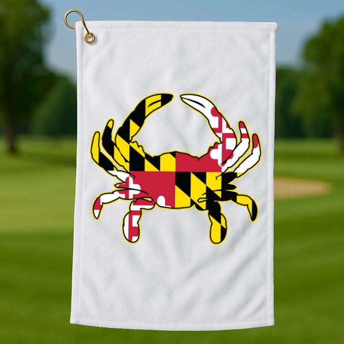 Maryland Flag Crab Design With Md Flag Colors Overlay Golf Towel