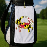 Maryland Flag Crab Design With Md Flag Colors Overlay Golf Towel