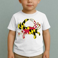 Maryland Flag Crab Design With Md Flag Colors Overlay Toddler T-Shirt