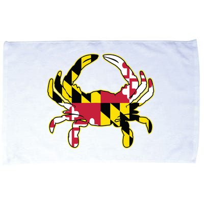 Maryland Flag Crab Design With Md Flag Colors Overlay Microfiber Hand Towel