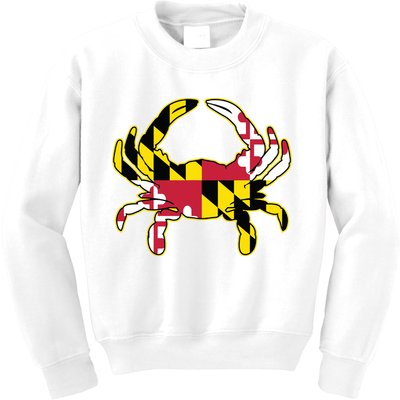 Maryland Flag Crab Design With Md Flag Colors Overlay Kids Sweatshirt