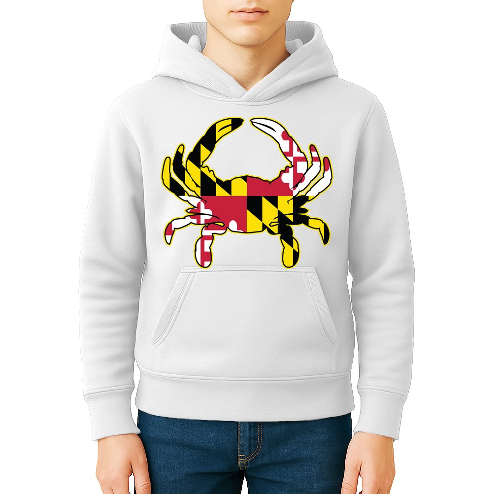 Maryland Flag Crab Design With Md Flag Colors Overlay Kids Hoodie