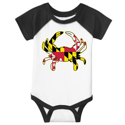 Maryland Flag Crab Design With Md Flag Colors Overlay Infant Baby Jersey Bodysuit