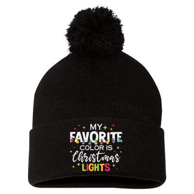 My Favorite Color Is Christmas Lights Pom Pom 12in Knit Beanie