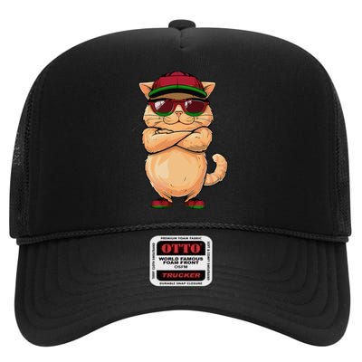 Malawian Flag Cat Mom Souvenirs Products Kitten Malawi High Crown Mesh Back Trucker Hat