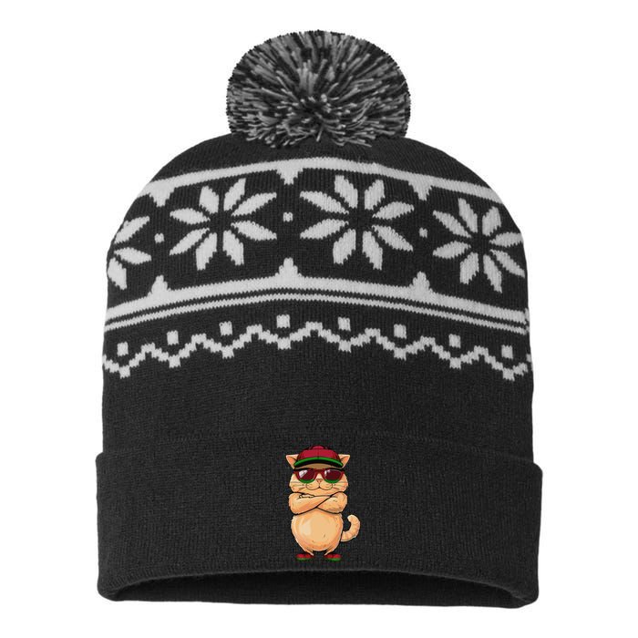 Malawian Flag Cat Mom Souvenirs Products Kitten Malawi USA-Made Snowflake Beanie