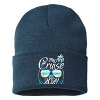 My First Cruise 2024 Tee Family Vacation Cruise Ship Travel Sustainable Knit Beanie