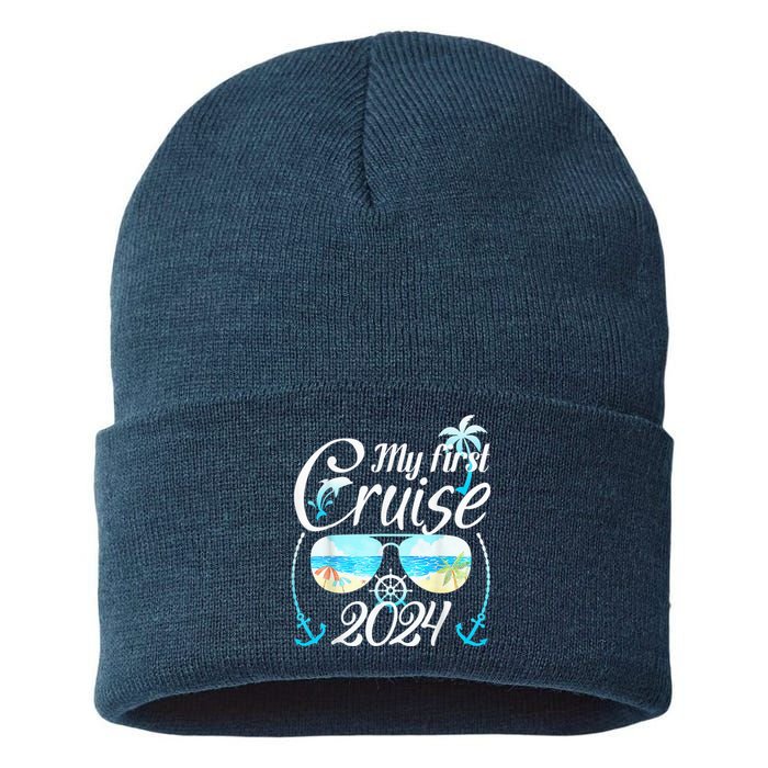 My First Cruise 2024 Tee Family Vacation Cruise Ship Travel Sustainable Knit Beanie