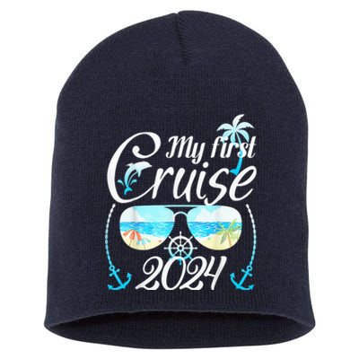 My First Cruise 2024 Tee Family Vacation Cruise Ship Travel Short Acrylic Beanie