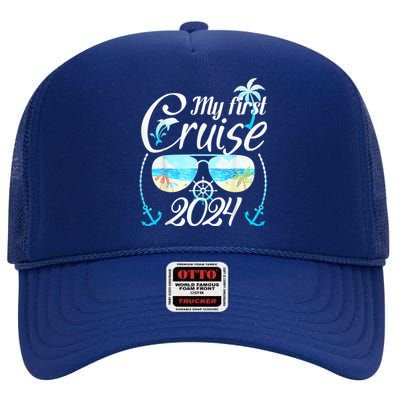 My First Cruise 2024 Tee Family Vacation Cruise Ship Travel High Crown Mesh Back Trucker Hat