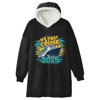 My First Cruise 2025 Vacation For Cruise Lovers Hooded Wearable Blanket