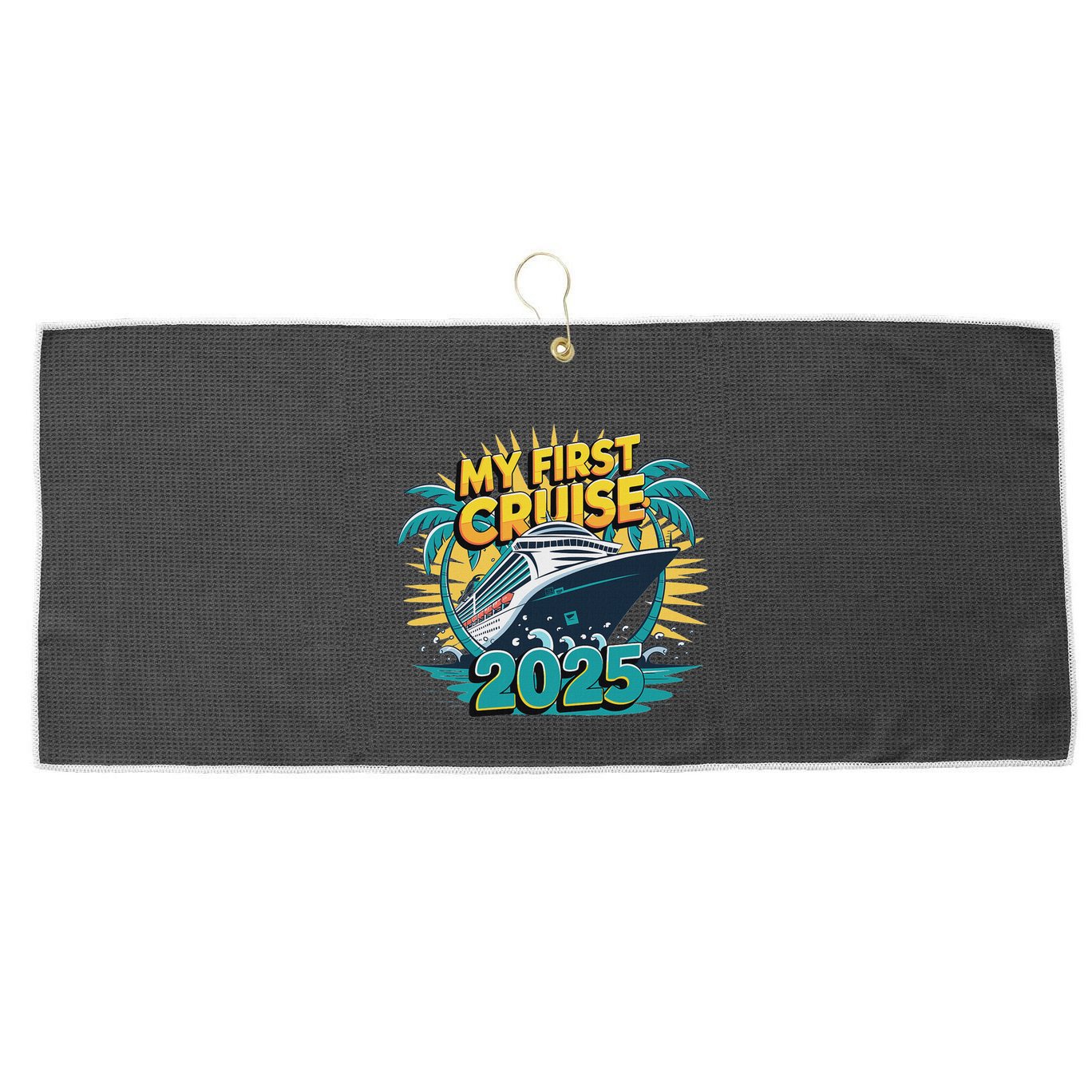 My First Cruise 2025 Vacation For Cruise Lovers Large Microfiber Waffle Golf Towel