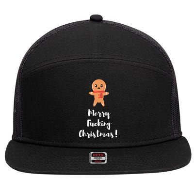 Merry Fucking Christmas Funny Christmas Xmas 7 Panel Mesh Trucker Snapback Hat