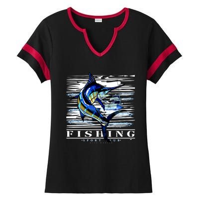 Marlin Fishing Club Ladies Halftime Notch Neck Tee