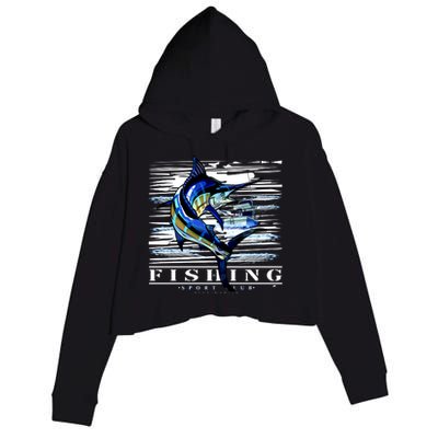 Marlin Fishing Club Crop Fleece Hoodie