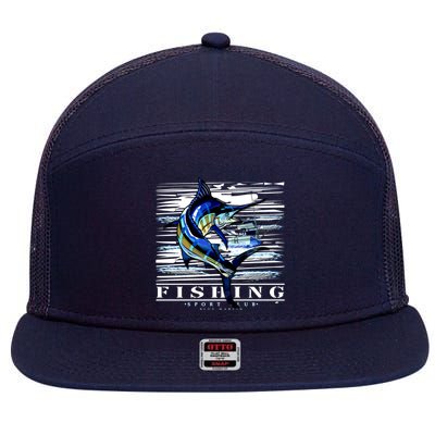 Marlin Fishing Club 7 Panel Mesh Trucker Snapback Hat