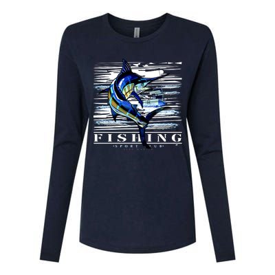 Marlin Fishing Club Womens Cotton Relaxed Long Sleeve T-Shirt