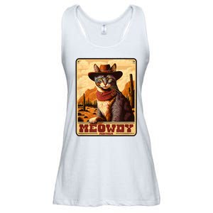 Meowdy! Funny Country Music Cat Cowboy Hat Wanted Poster Ladies Essential Flowy Tank