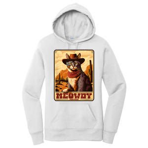 Meowdy! Funny Country Music Cat Cowboy Hat Wanted Poster Women's Pullover Hoodie