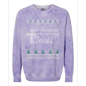 My Favorite Christmas Light Is Jesus Christian Ugly Funny Gift Colorblast Crewneck Sweatshirt