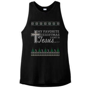 My Favorite Christmas Light Is Jesus Christian Ugly Funny Gift Ladies PosiCharge Tri-Blend Wicking Tank