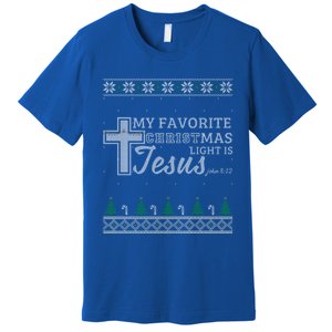 My Favorite Christmas Light Is Jesus Christian Ugly Funny Gift Premium T-Shirt