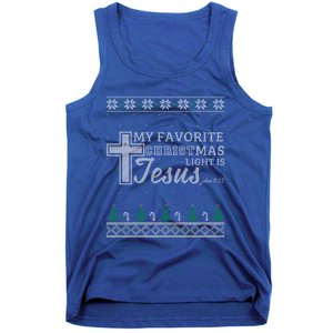 My Favorite Christmas Light Is Jesus Christian Ugly Funny Gift Tank Top