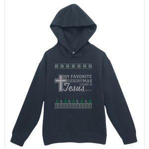 My Favorite Christmas Light Is Jesus Christian Ugly Funny Gift Urban Pullover Hoodie