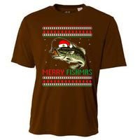 Merry Fishmas Christmas Fish Fisherman Funny Fishing Cooling Performance Crew T-Shirt