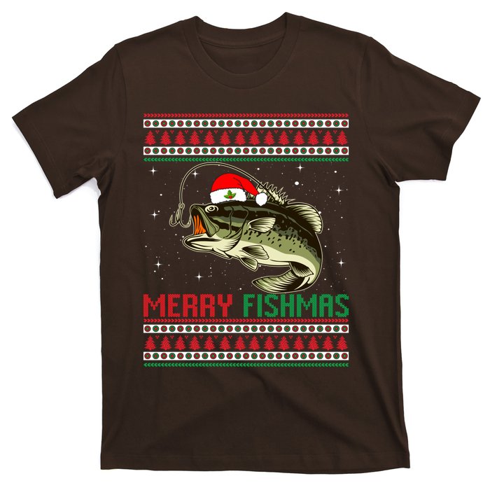 Merry Fishmas Christmas Fish Fisherman Funny Fishing T-Shirt