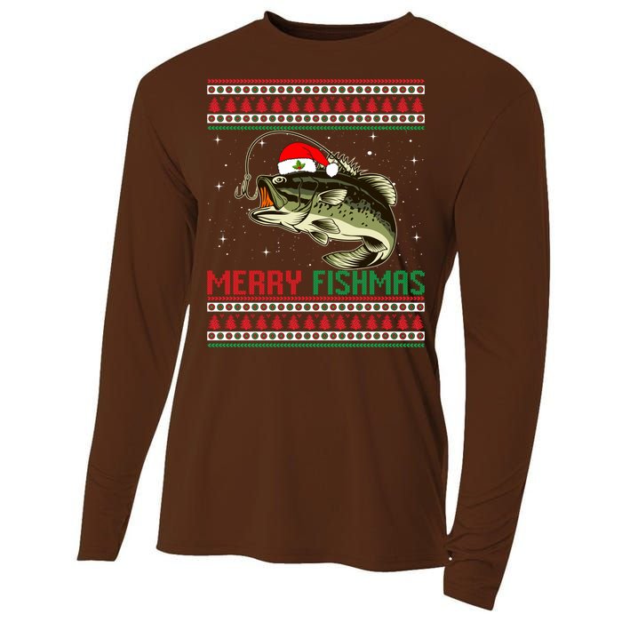 Merry Fishmas Christmas Fish Fisherman Funny Fishing Cooling Performance Long Sleeve Crew