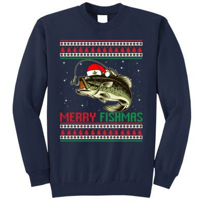 Merry Fishmas Christmas Fish Fisherman Funny Fishing Tall Sweatshirt