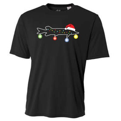 Muskie Fishing Christmas Santa Musky Santa Fun For Fisherman Cooling Performance Crew T-Shirt