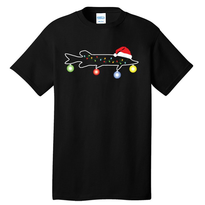 Muskie Fishing Christmas Santa Musky Santa Fun For Fisherman Tall T-Shirt