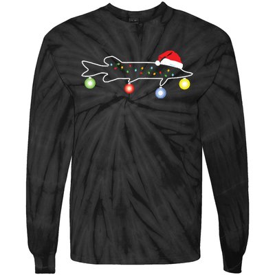 Muskie Fishing Christmas Santa Musky Santa Fun For Fisherman Tie-Dye Long Sleeve Shirt