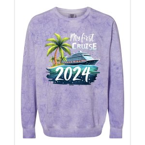 My First Cruise 2024 Funny Vacation 2024 Colorblast Crewneck Sweatshirt