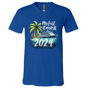 My First Cruise 2024 Funny Vacation 2024 V-Neck T-Shirt