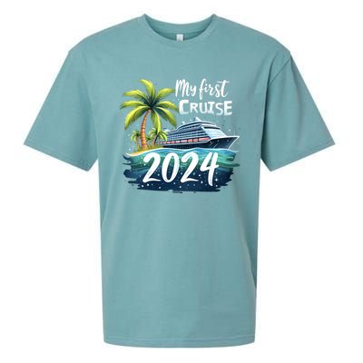 My First Cruise 2024 Funny Vacation 2024 Sueded Cloud Jersey T-Shirt