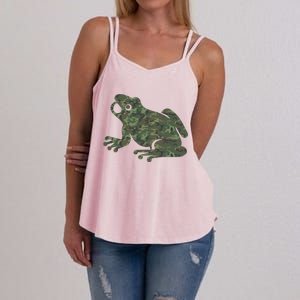 Military Frog Camo Print Us Toad Animal Veteran Gift Great Gift Women's Strappy Tank