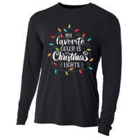 My Favorite Color Is Christmas Lights Tee Funny Saying Xmas Cooling Performance Long Sleeve Crew